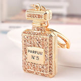 Perfume Fragrance Bottle Charm Pendent Rhinestone Keychain