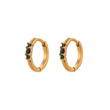Pink Green Zircon Mini Hoop Earrings Stainless Steel Jewelry