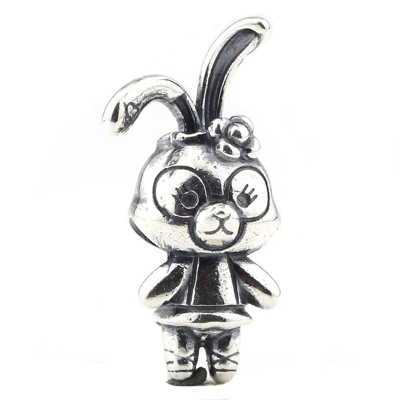 Rabbit Animal Charm Beads 925 Silver for Bracelet Jewelry Making
