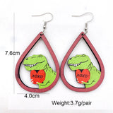 Dinosaur Wood Dangle Earrings for Women Girlfriend Gift