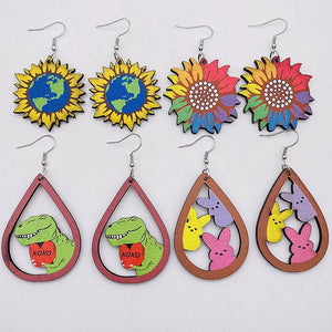 Dinosaur Wood Dangle Earrings for Women Girlfriend Gift