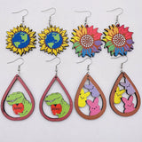 Dinosaur Wood Dangle Earrings for Women Girlfriend Gift