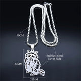 Raccoon Pendant Necklace Stainless Steel Animal Chain N6115