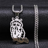 Raccoon Pendant Necklace Stainless Steel Animal Chain N6115