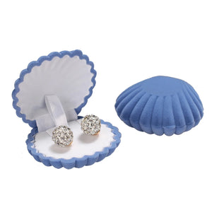 Shell Shape Velvet Jewelry Display Box for Wedding Ring Earrings Necklace