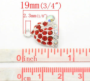 10pcs Red Rhinestone Christmas Santa's Hat Charms Pendants