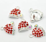 10pcs Red Rhinestone Christmas Santa's Hat Charms Pendants
