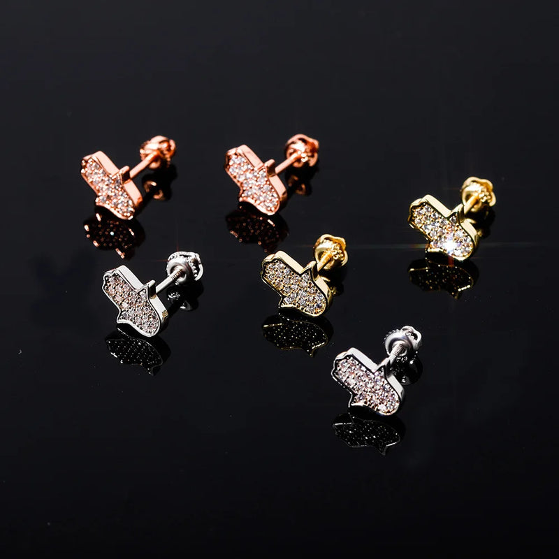 925 Silver CZ Iced Out Women Earring Hip Hop Jewelry