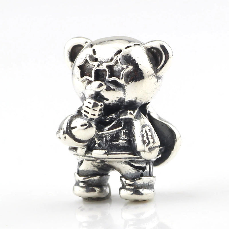 Singing Bear Charm Bead Silver 925 for Bracelet Jewelry Making