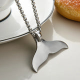Stainless Steel Whale Tail Pendant Chain Necklace for Men Women