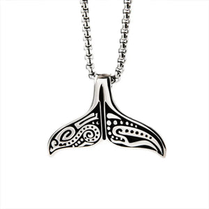 Stainless Steel Whale Tail Pendant Chain Necklace for Men Women