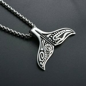 Stainless Steel Whale Tail Pendant Chain Necklace for Men Women