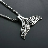 Stainless Steel Whale Tail Pendant Chain Necklace for Men Women