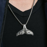 Stainless Steel Whale Tail Pendant Chain Necklace for Men Women
