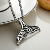 Stainless Steel Whale Tail Pendant Chain Necklace for Men Women