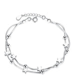 Star Cube Beads Charm Bracelet 925 Silver Double-deck Chain Anklets