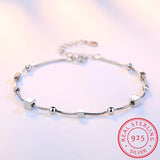 Star Cube Beads Charm Bracelet 925 Silver Double-deck Chain Anklets