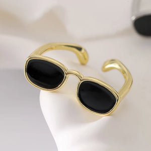 Adjustable Opening Eyeglasses Metal Jewelry Rings for Women Men