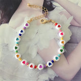 Sweet Heart Round Bead Strand Bracelet Anklet Girl Party Jewelry