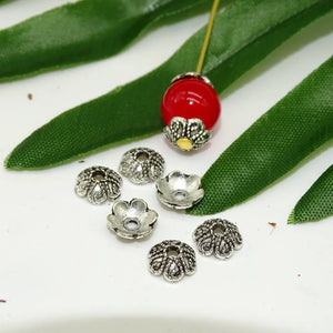 Tibetan Silver Tone Flower Bead Caps for DIY Beads Findings