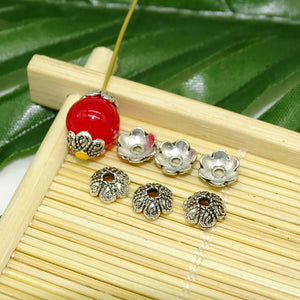 Tibetan Silver Tone Flower Bead Caps for DIY Beads Findings
