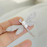 Dragonfly Brooch Zircon Pearl Insect Pin for Women