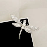 Dragonfly Brooch Zircon Pearl Insect Pin for Women