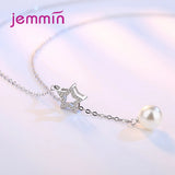 Women Pearl Necklace Silver Star Pendant Choker Chain Wedding Jewelry