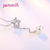 Women Pearl Necklace Silver Star Pendant Choker Chain Wedding Jewelry