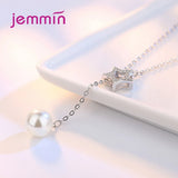 Women Pearl Necklace Silver Star Pendant Choker Chain Wedding Jewelry