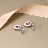 Pink Ceramic Circle Stud Earrings for Women, Girl, Female - Christmas Gift