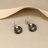 Pink Ceramic Circle Stud Earrings for Women, Girl, Female - Christmas Gift