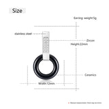Pink Ceramic Circle Stud Earrings for Women, Girl, Female - Christmas Gift
