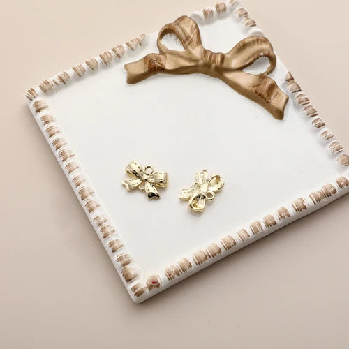 Retro Bow Alloy Double Hole Pendant DIY Earrings Accessories 10pcs