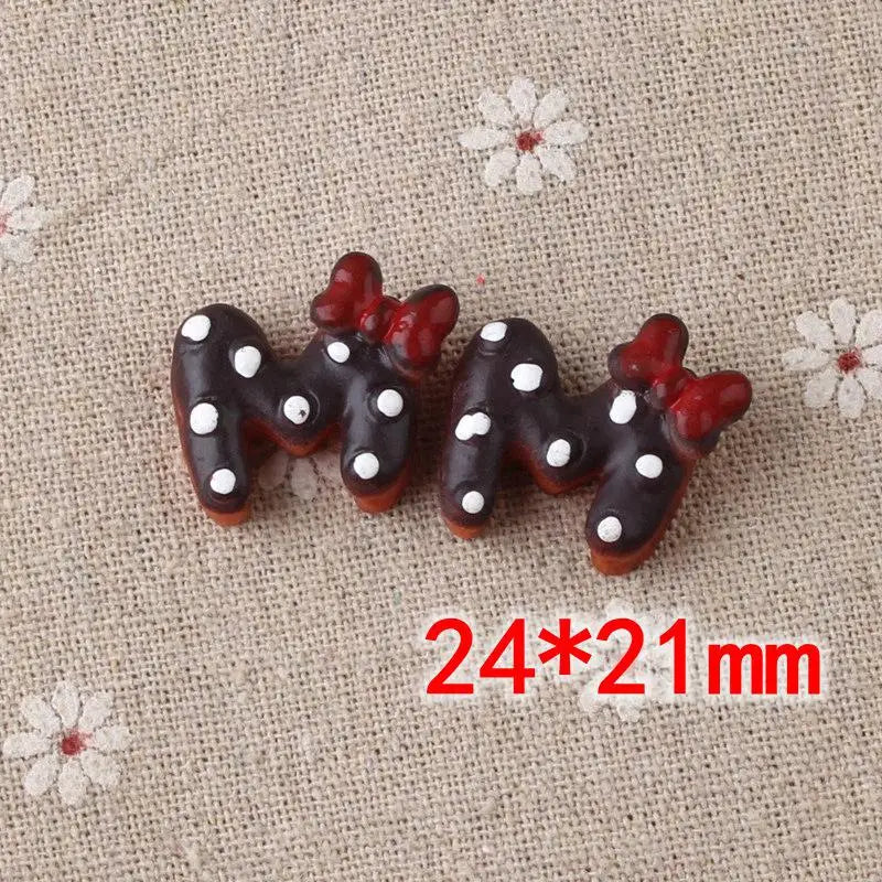 Letter M Resin Tie Accessories DIY Hair Rope Clip 50pcs