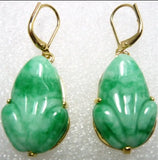 Retro Green Jade Frog Earrings, Forest Art Earrings
