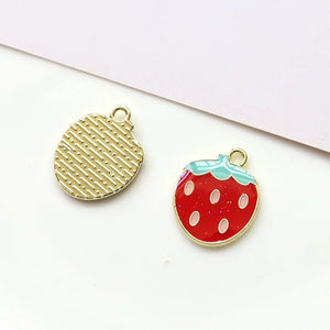 Pink Strawberry Cherry Epoxy Pendant DIY Jewelry Earrings Keychain Material