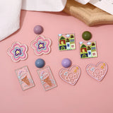 Transparent Flower Dog Ice Cream Acrylic Pendant DIY Jewelry Earrings