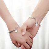 Stainless Steel Oval Link Chain Bracelet with Star Tag Charms