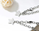 Stainless Steel Oval Link Chain Bracelet with Star Tag Charms