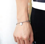 Stainless Steel Oval Link Chain Bracelet with Star Tag Charms