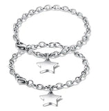 Stainless Steel Oval Link Chain Bracelet with Star Tag Charms
