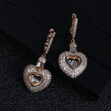 Heart Shape CZ Long Pendant Wedding Earrings