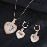 Heart Shape CZ Long Pendant Wedding Earrings