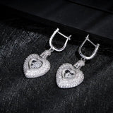 Heart Shape CZ Long Pendant Wedding Earrings