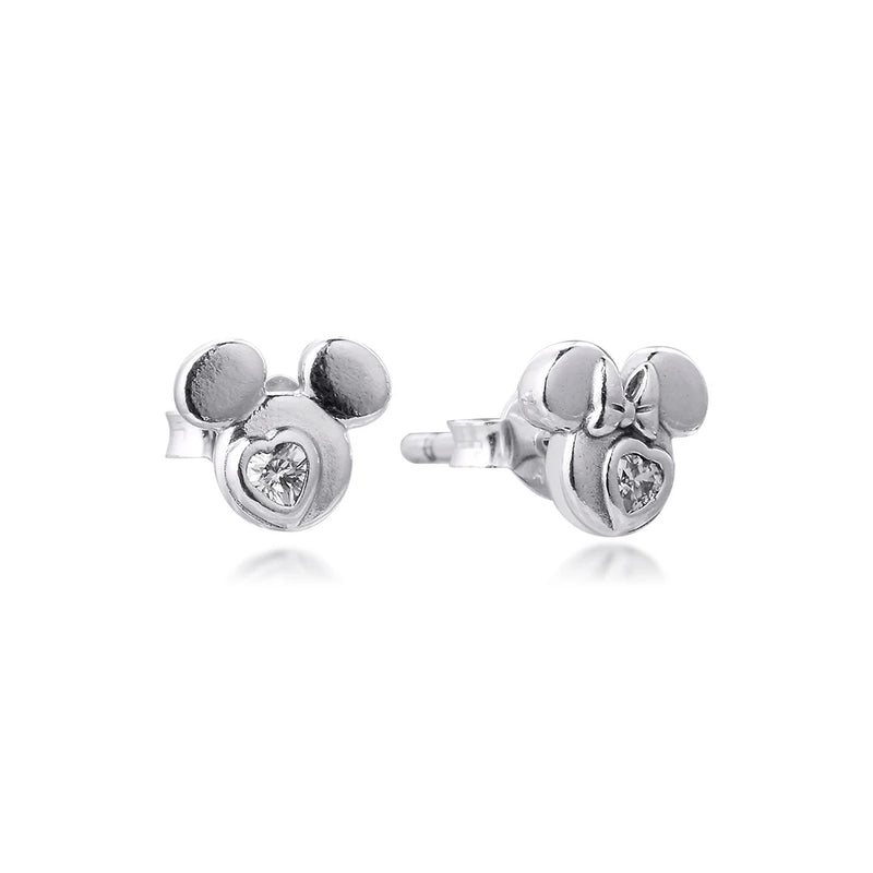 Lover Mouse Silhouette Stud Earrings with CZ - Original Jewelry Gift