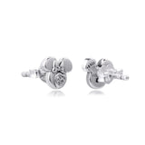 Lover Mouse Silhouette Stud Earrings with CZ - Original Jewelry Gift