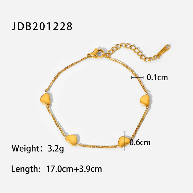 Heart Charm Bracelet Gift 18k Plated Jewelry For Women