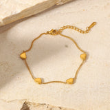 Heart Charm Bracelet Gift 18k Plated Jewelry For Women