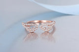 925 Silver Angel Wings Zirconia Crystal Ring Wedding Band